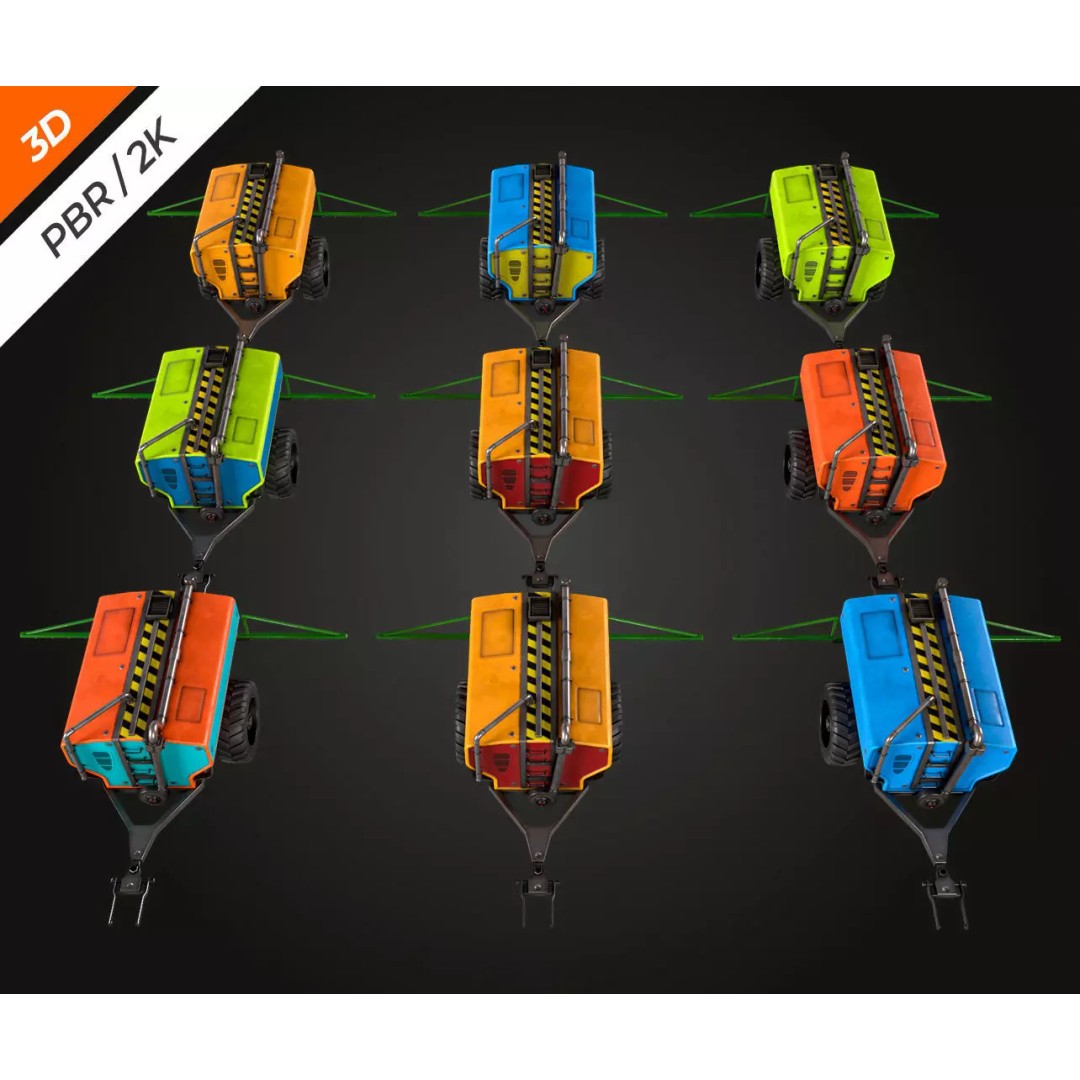 Tractor Sprayer 3D Model – Low Poly PBR Game Asset, FBX & OBJ - View 11