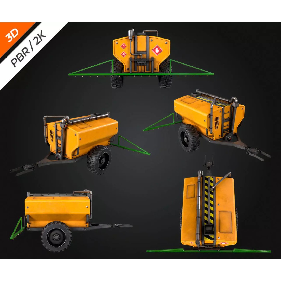 Tractor Sprayer 3D Model – Low Poly PBR Game Asset, FBX & OBJ - View 7