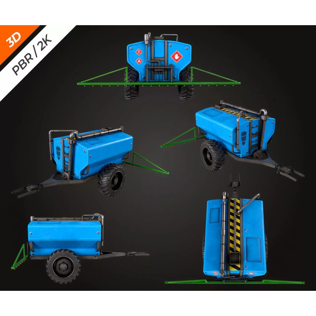 Tractor Sprayer 3D Model – Low Poly PBR Game Asset, FBX & OBJ - View 8