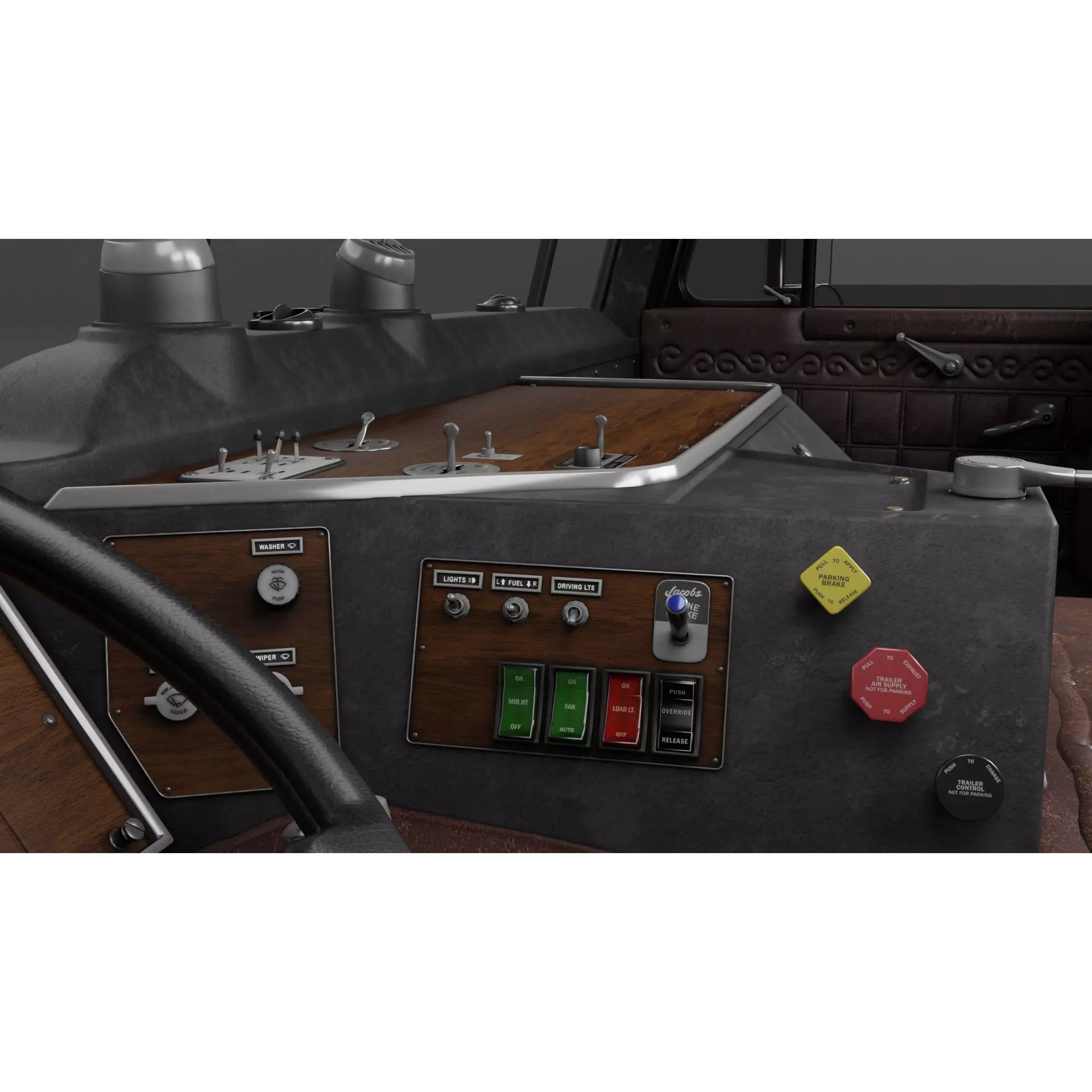 Peterbilt 352 Cabover Semi Truck - Game-Ready 3D Model - View 11