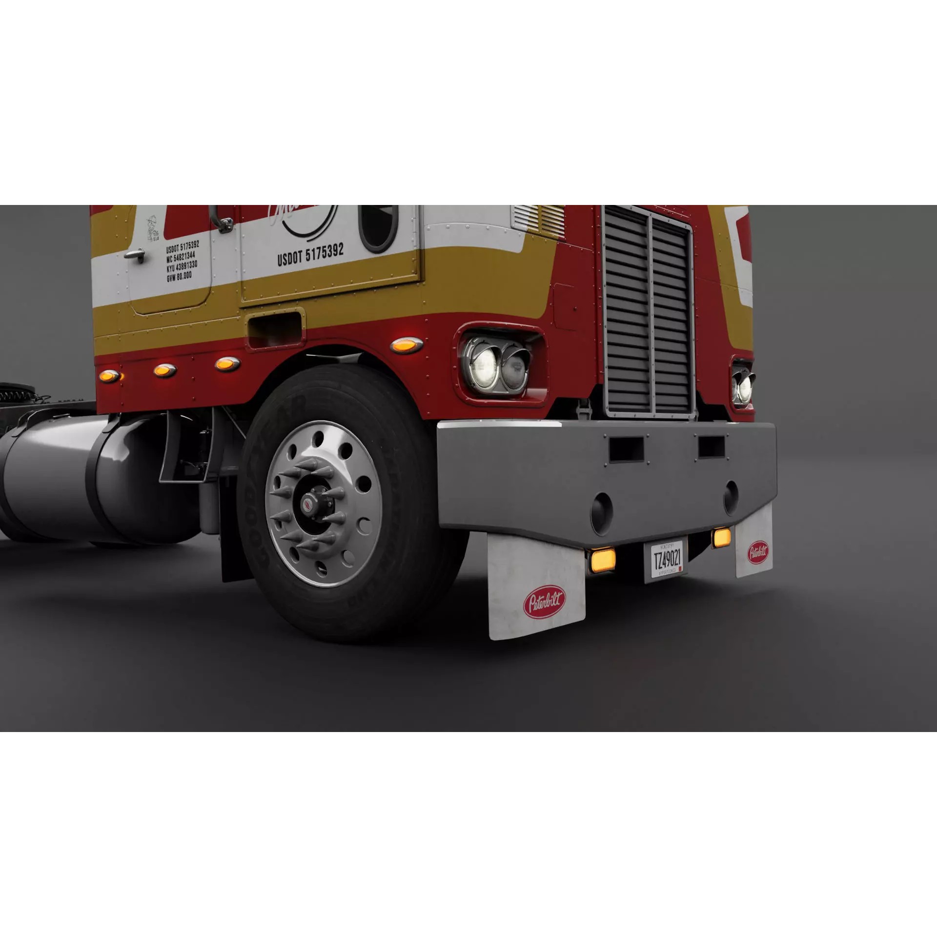 Peterbilt 352 Cabover Semi Truck - Game-Ready 3D Model - View 12