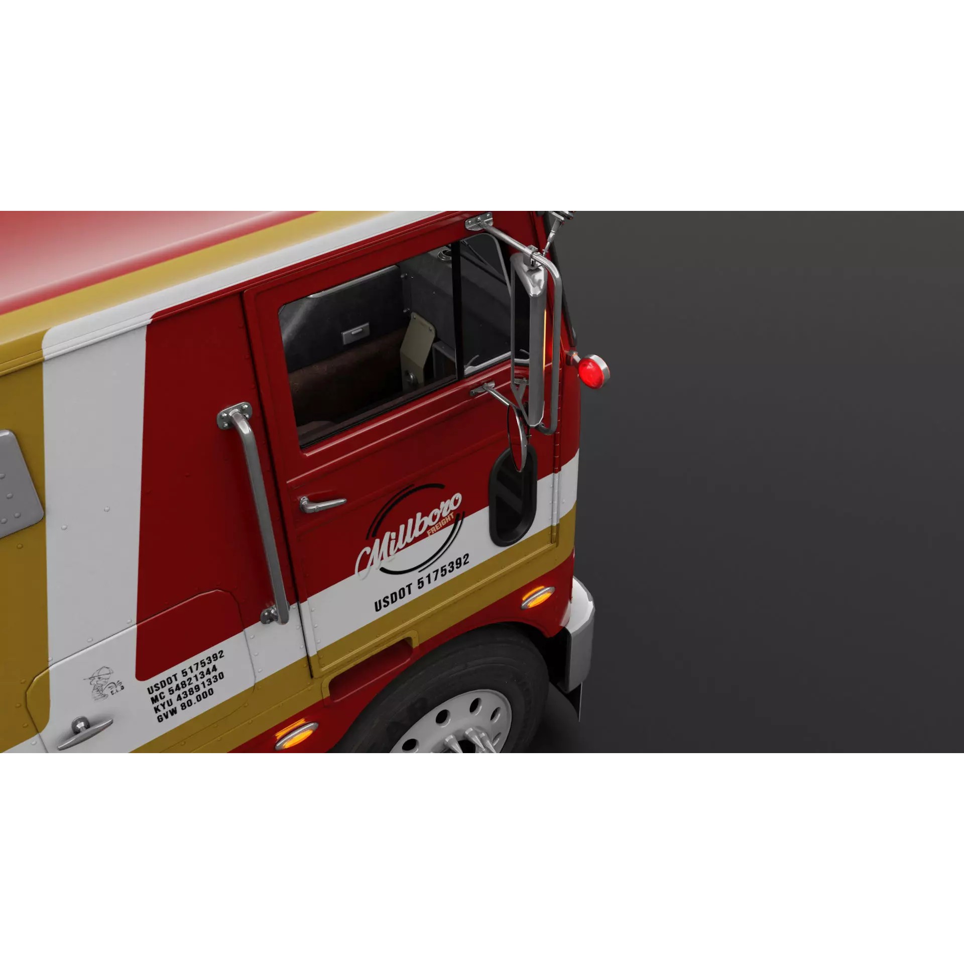 Peterbilt 352 Cabover Semi Truck - Game-Ready 3D Model - View 14