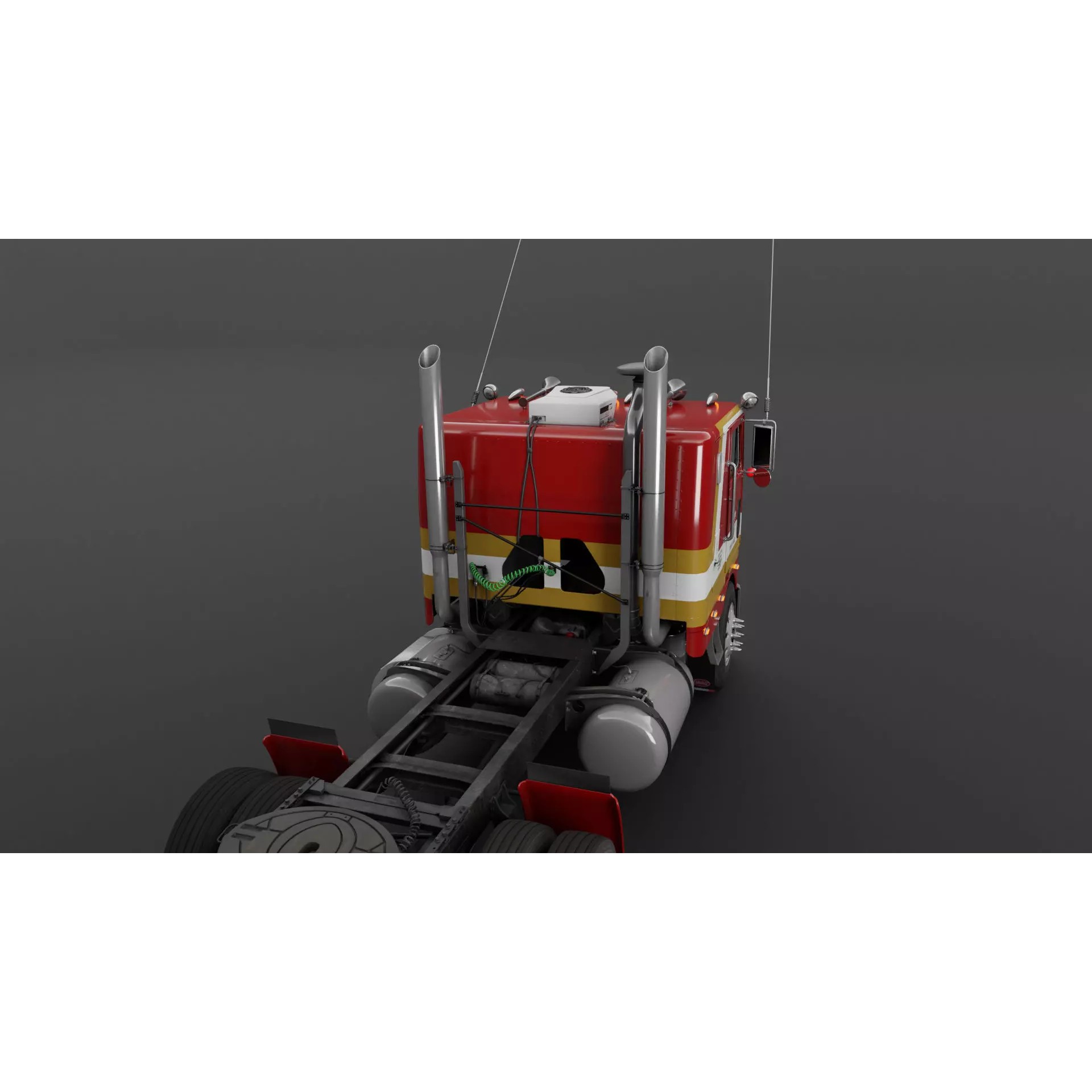 Peterbilt 352 Cabover Semi Truck - Game-Ready 3D Model - View 15