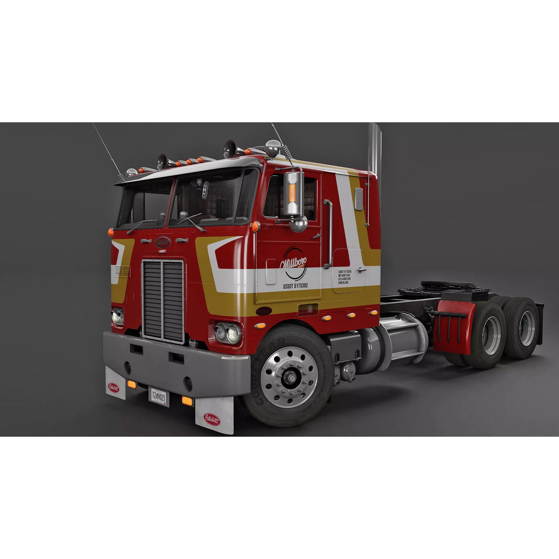 Peterbilt 352 Cabover Semi Truck - Game-Ready 3D Model - View 18