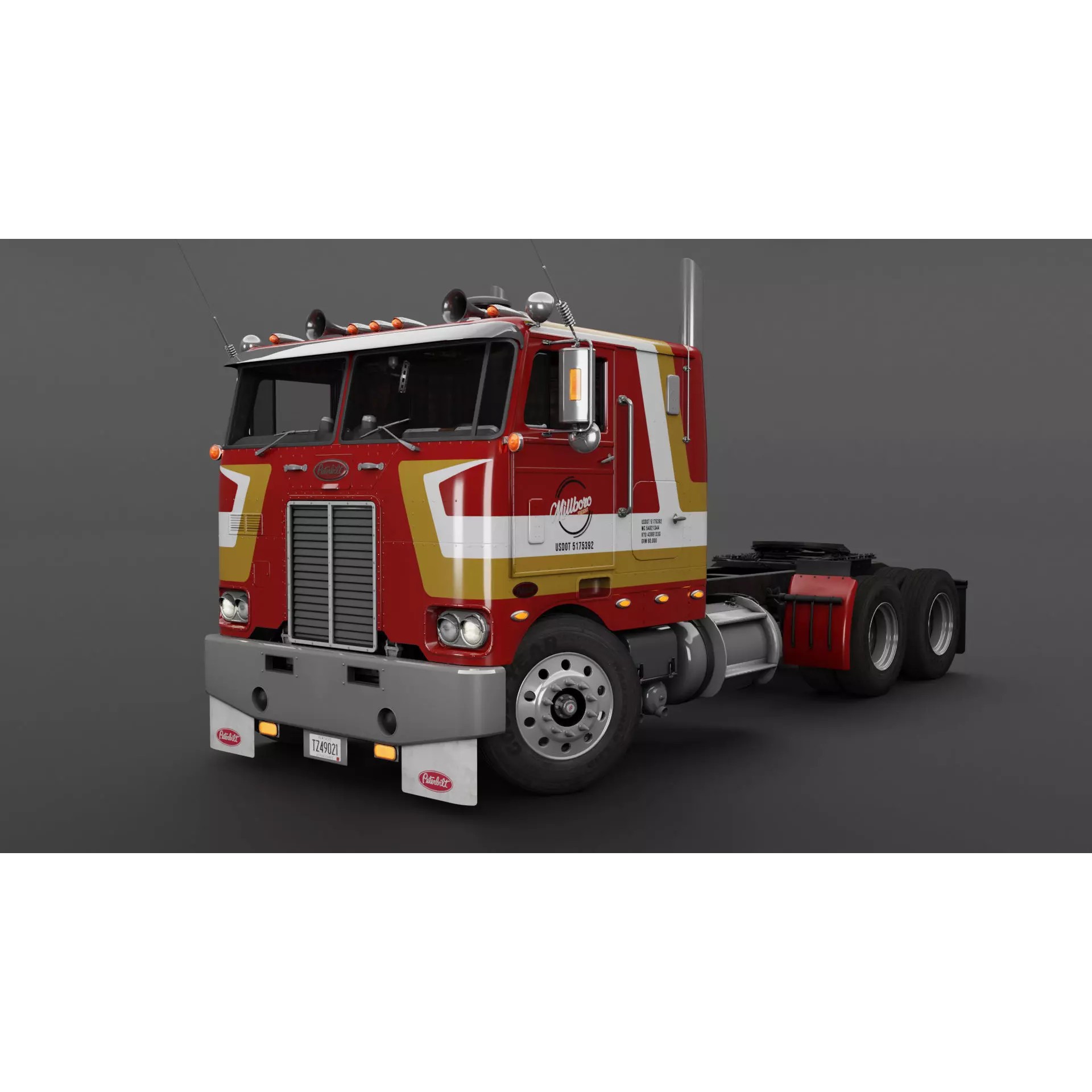 Peterbilt 352 Cabover Semi Truck - Game-Ready 3D Model - View 2