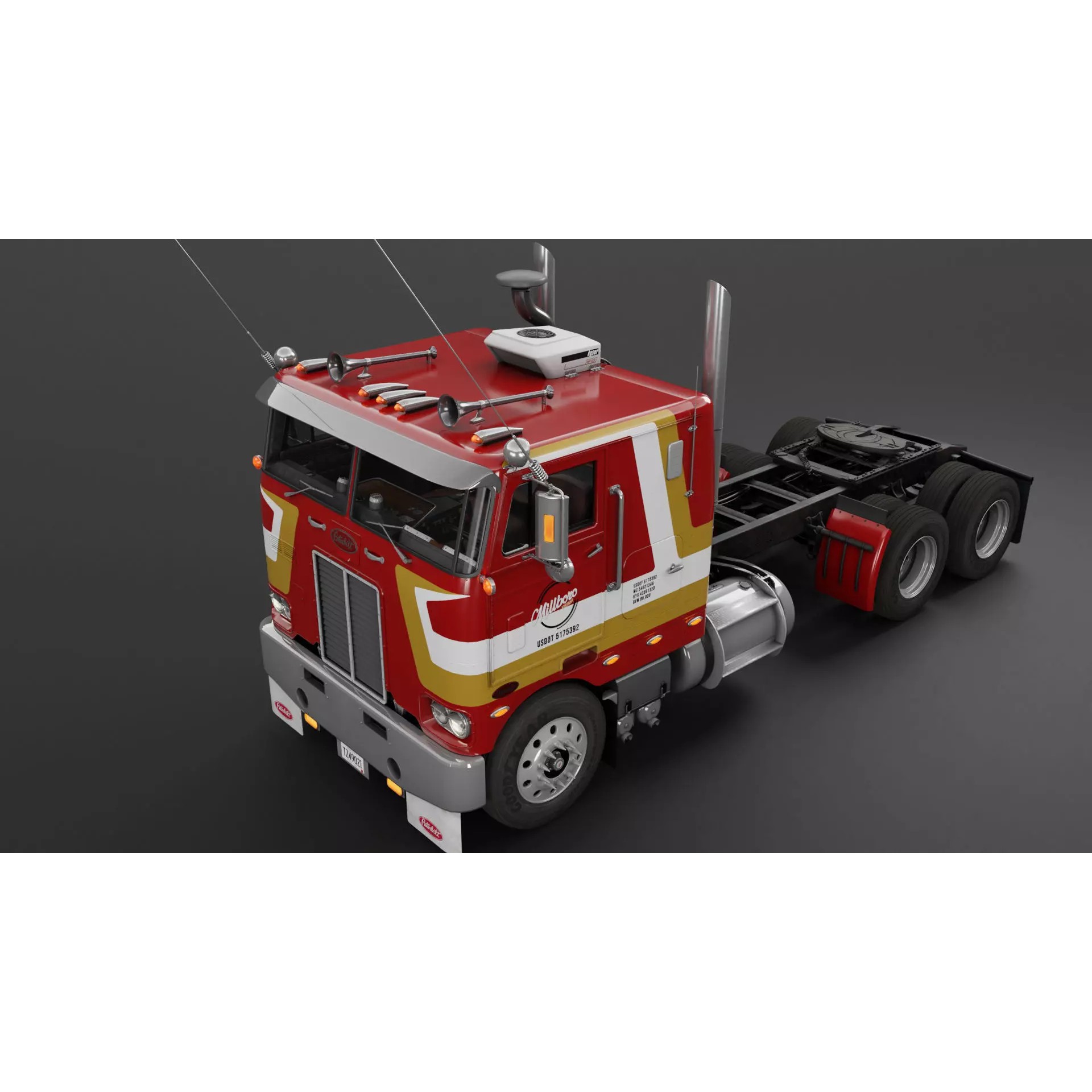 Peterbilt 352 Cabover Semi Truck - Game-Ready 3D Model - View 24