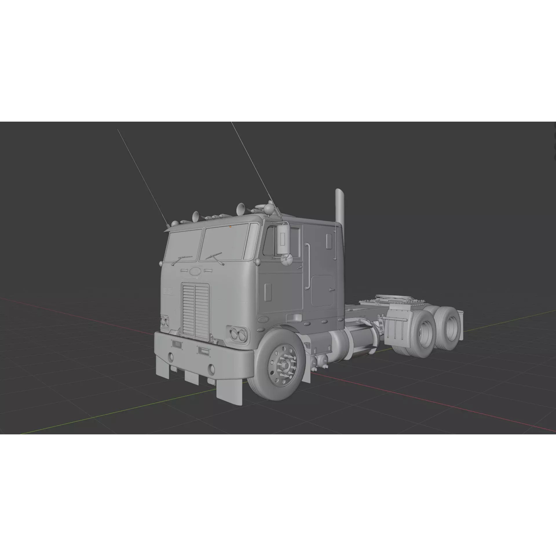 Peterbilt 352 Cabover Semi Truck - Game-Ready 3D Model - View 26