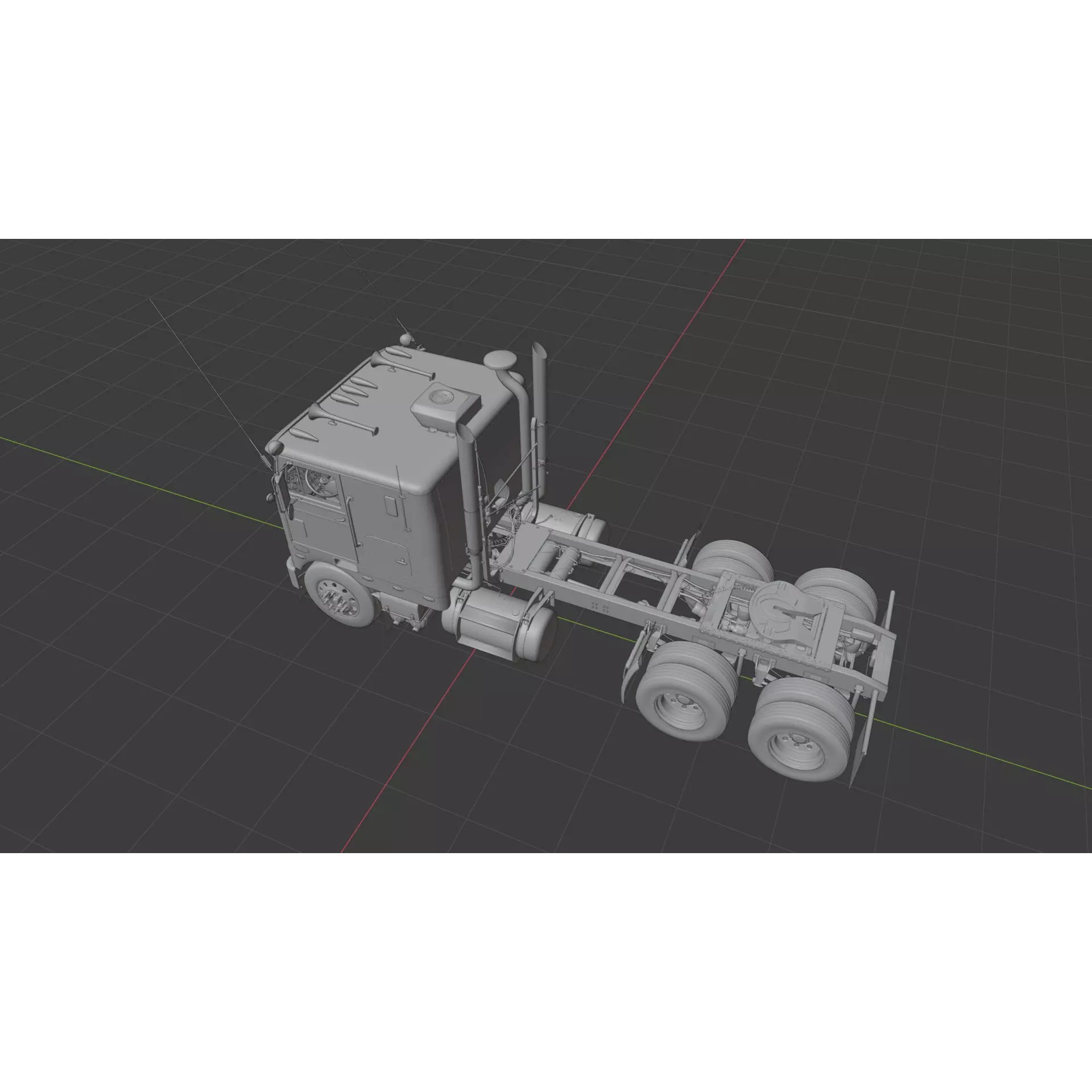 Peterbilt 352 Cabover Semi Truck - Game-Ready 3D Model - View 31