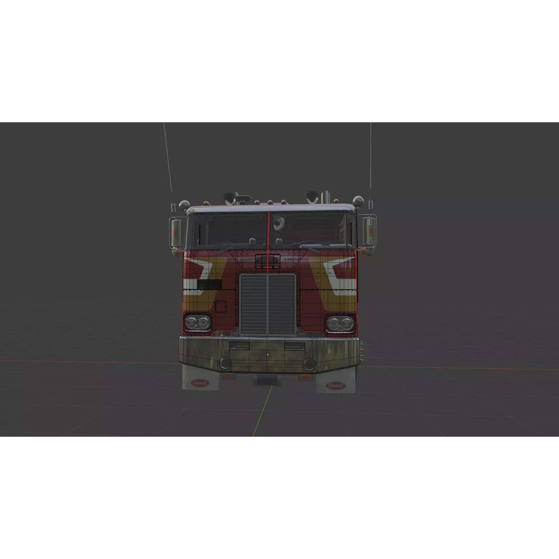 Peterbilt 352 Cabover Semi Truck - Game-Ready 3D Model - View 33