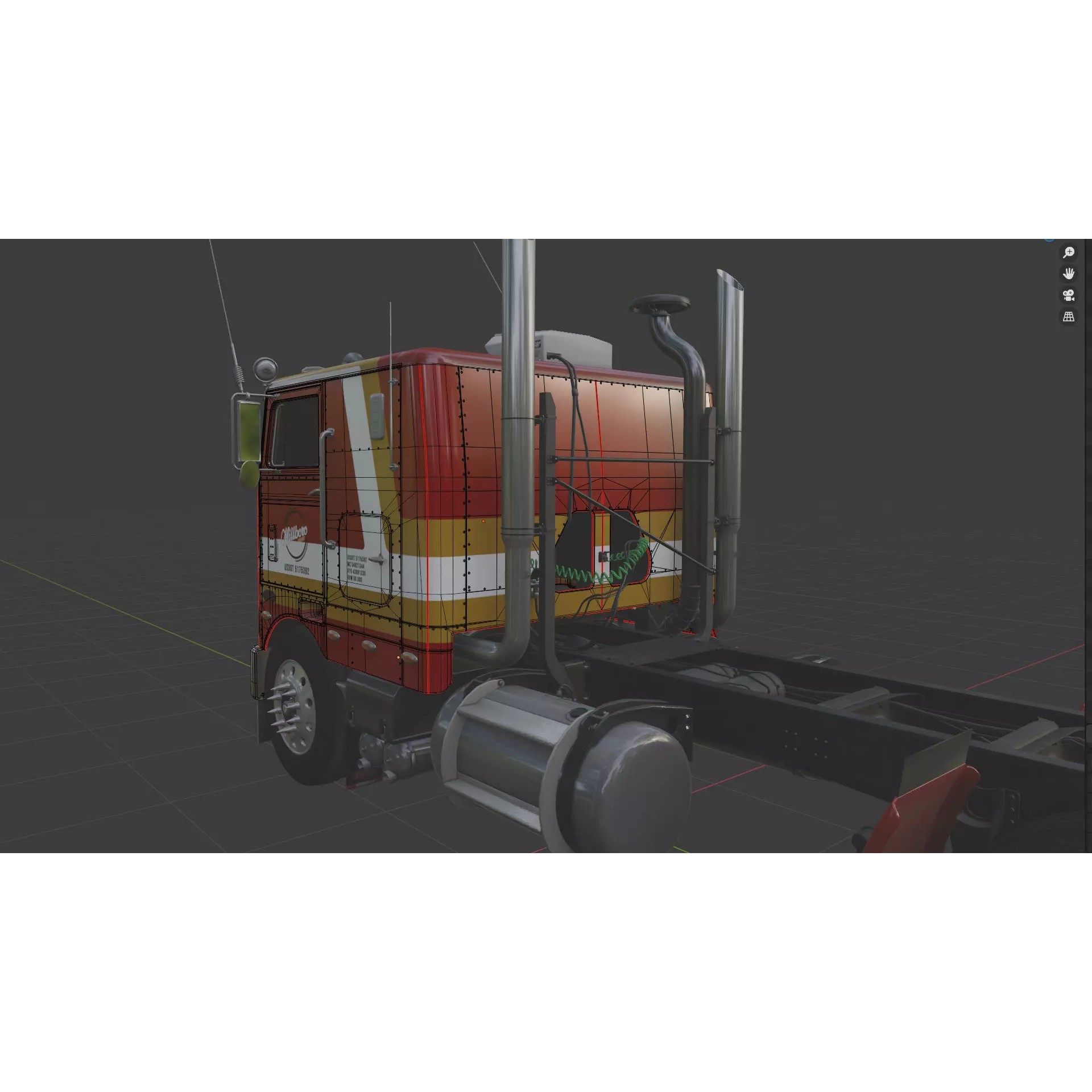 Peterbilt 352 Cabover Semi Truck - Game-Ready 3D Model - View 34