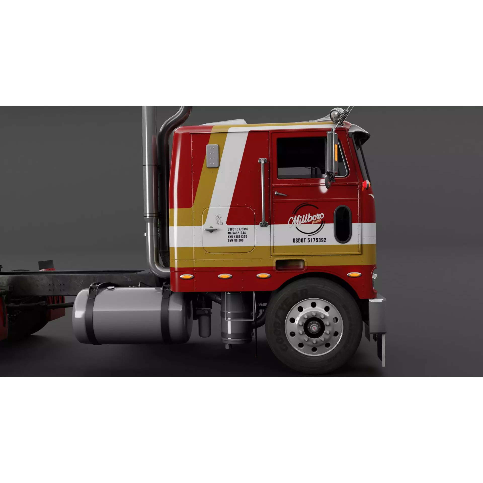 Peterbilt 352 Cabover Semi Truck - Game-Ready 3D Model - View 7