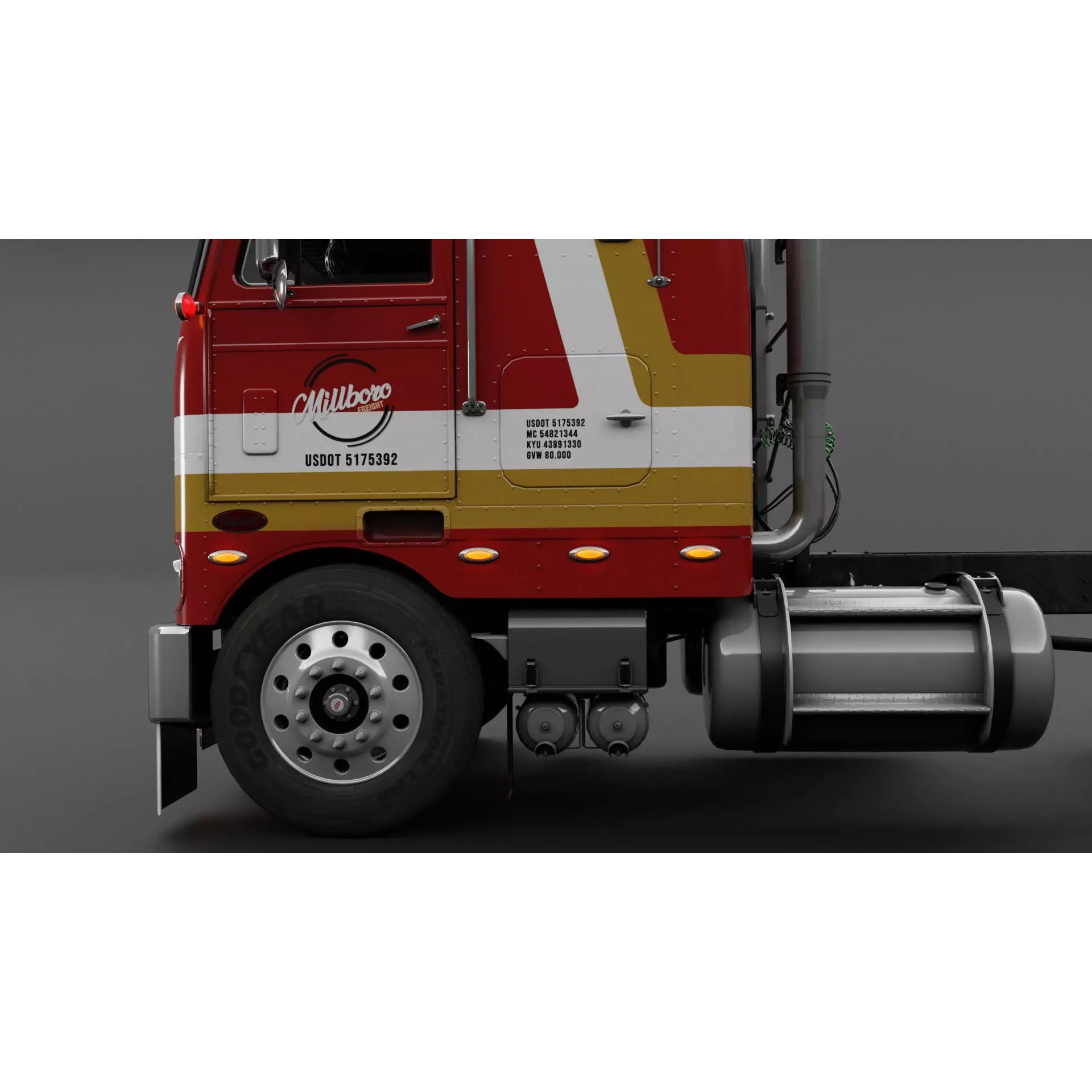 Peterbilt 352 Cabover Semi Truck - Game-Ready 3D Model - View 8