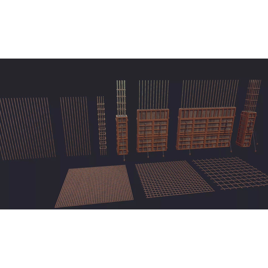 Formwork Reinforcement 3D Model – Low Poly Game Asset, FBX - View 2