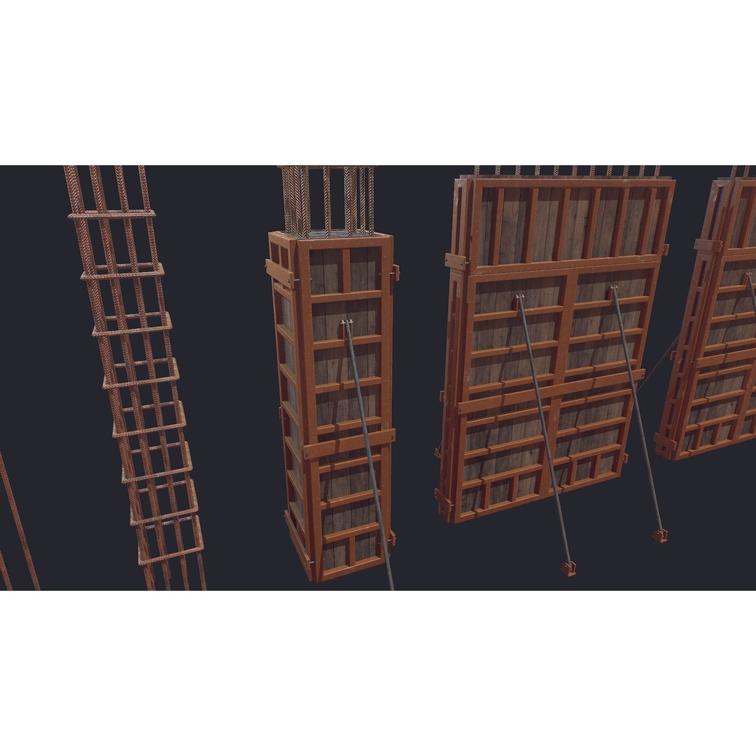 Formwork Reinforcement 3D Model – Low Poly Game Asset, FBX - View 3