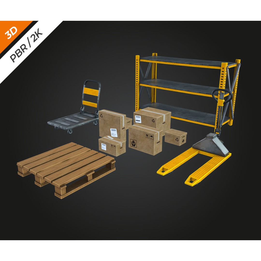 Warehouse Prop 3D Model – Low Poly PBR Asset for Games, FBX - View 10