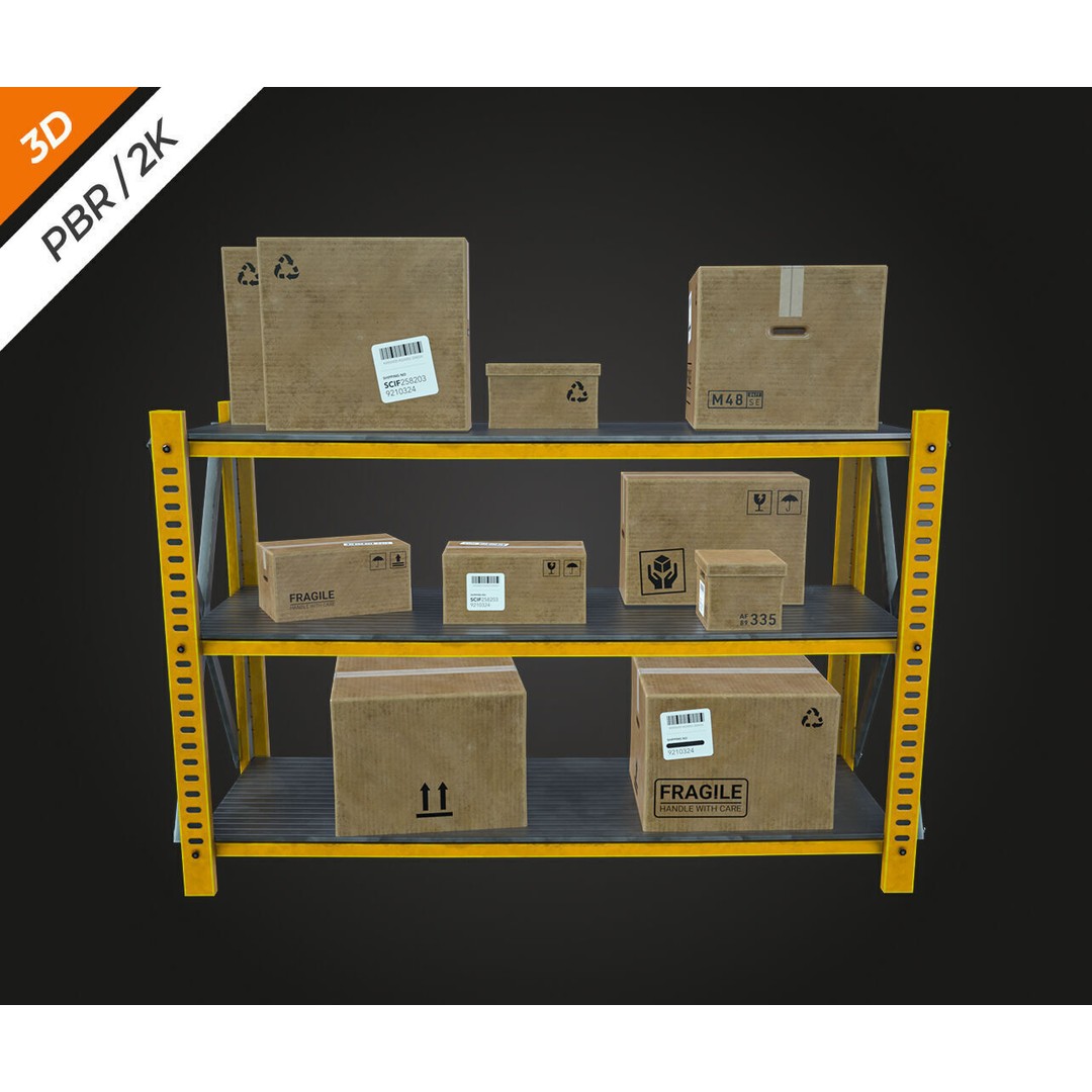 Warehouse Prop 3D Model – Low Poly PBR Asset for Games, FBX - View 11
