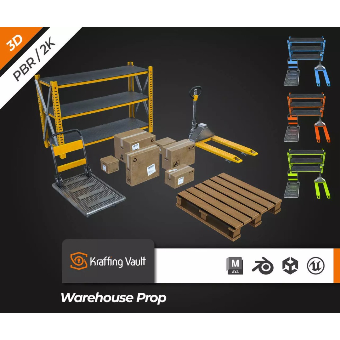 Warehouse Prop 3D Model – Low Poly PBR Asset for Games, FBX - View 2