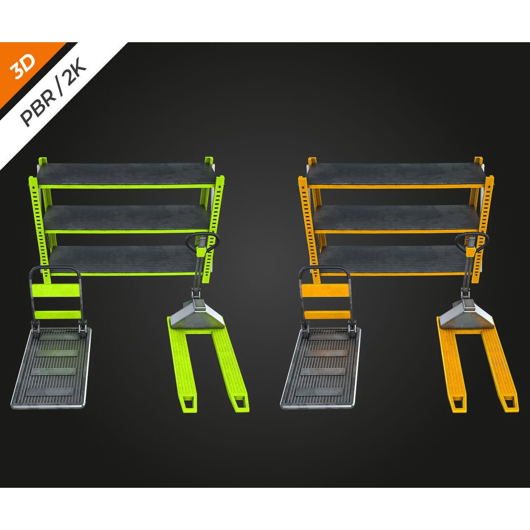 Warehouse Prop 3D Model – Low Poly PBR Asset for Games, FBX - View 3