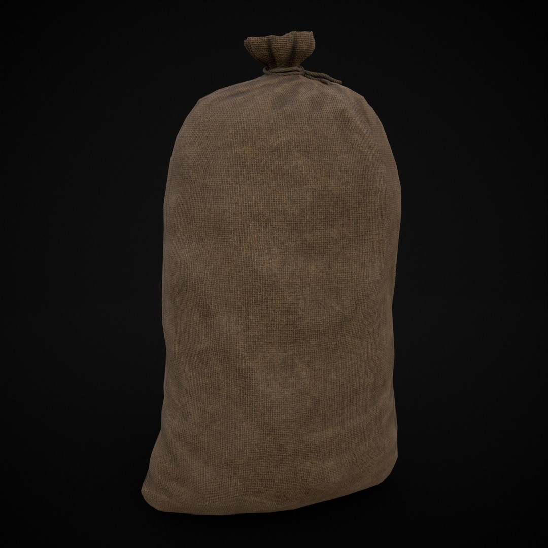 Burlap Sacks of Salt 3D Model – Low Poly Game Asset, FBX, OBJ - View 12