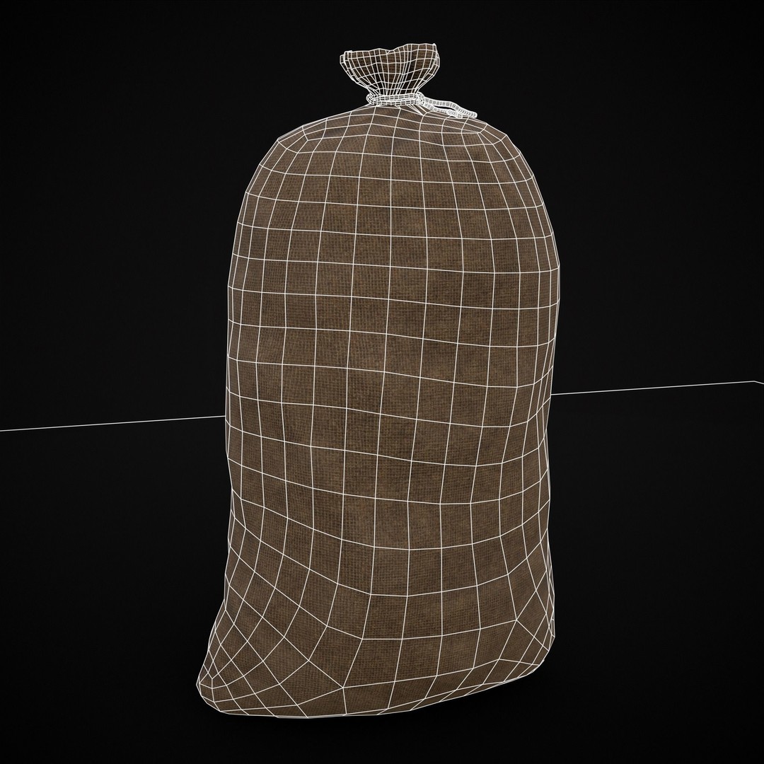Burlap Sacks of Salt 3D Model – Low Poly Game Asset, FBX, OBJ - View 13
