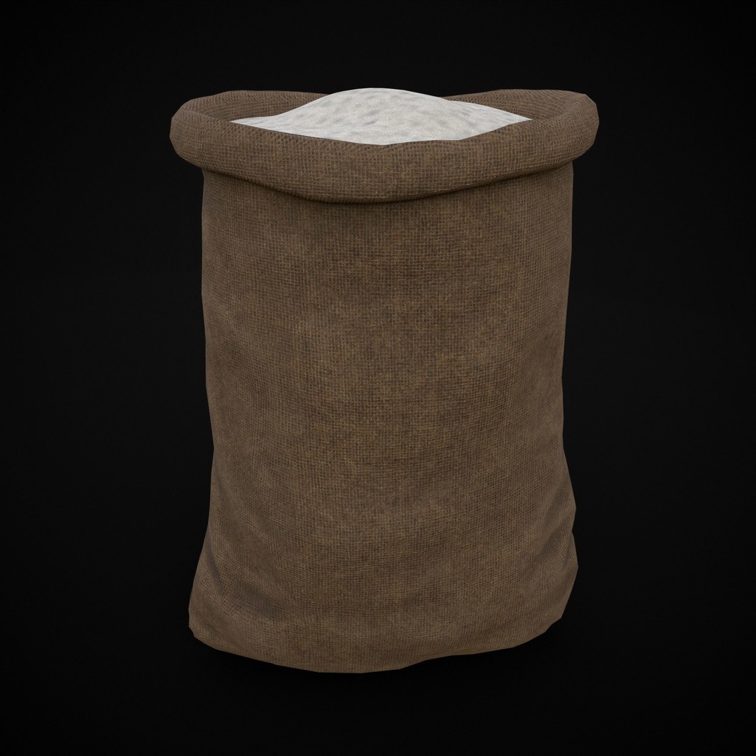 Burlap Sacks of Salt 3D Model – Low Poly Game Asset, FBX, OBJ - View 14