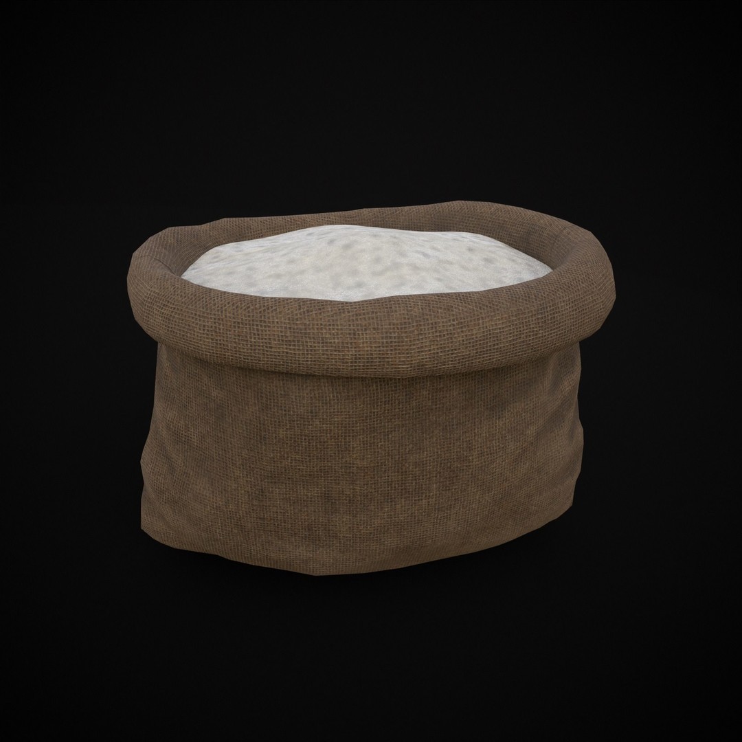 Burlap Sacks of Salt 3D Model – Low Poly Game Asset, FBX, OBJ - View 16