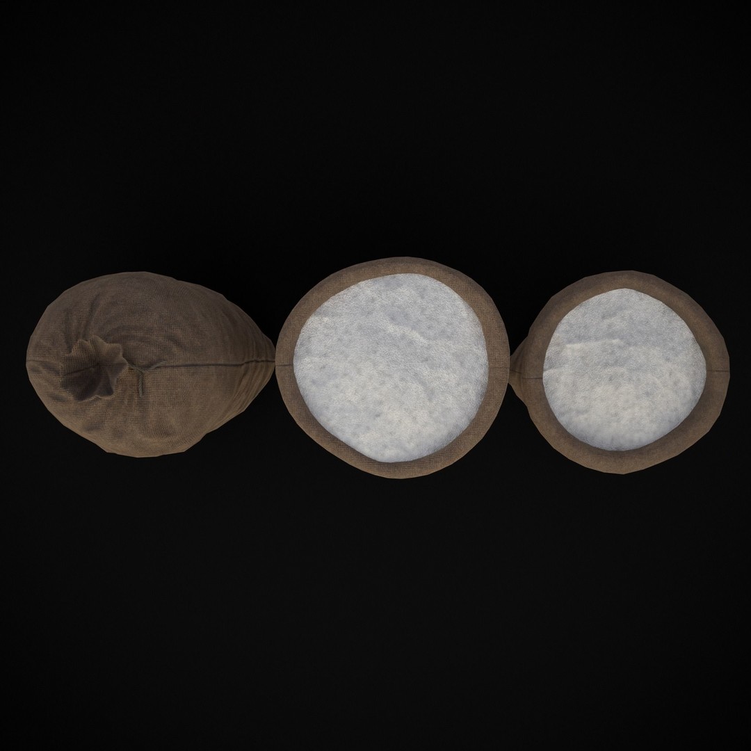 Burlap Sacks of Salt 3D Model – Low Poly Game Asset, FBX, OBJ - View 6