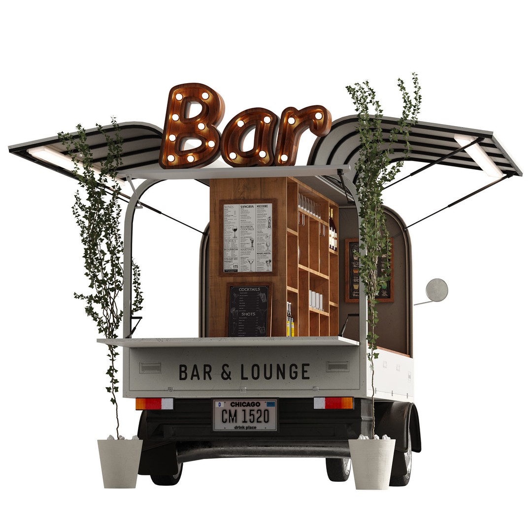 Food Truck Bar Set 2 3D Model – Realistic PBR Asset, FBX/OBJ