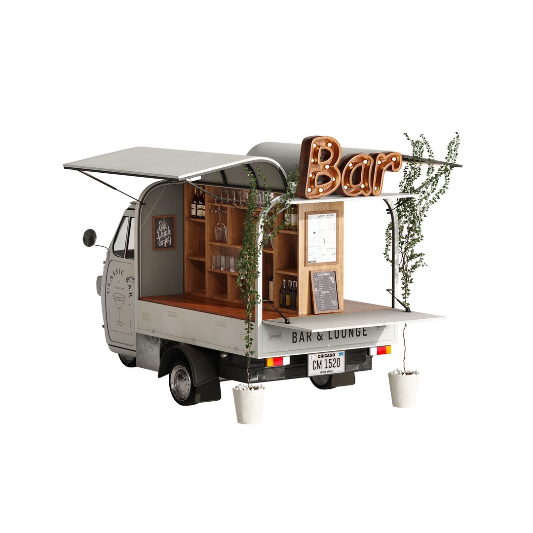 Food Truck Bar Set 2 3D Model – Realistic PBR Asset, FBX/OBJ - View 17