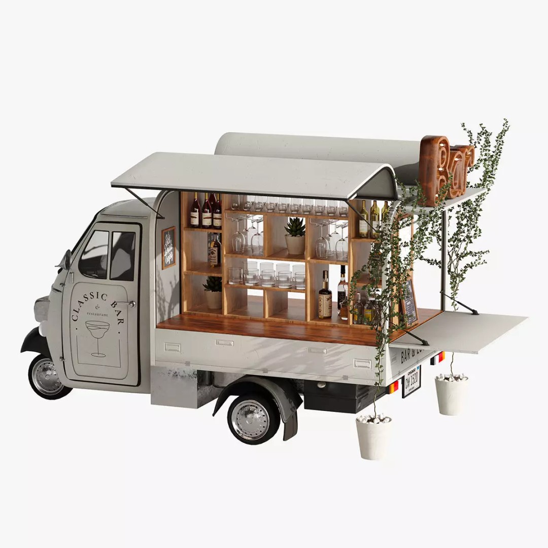 Food Truck Bar Set 2 3D Model – Realistic PBR Asset, FBX/OBJ - View 2