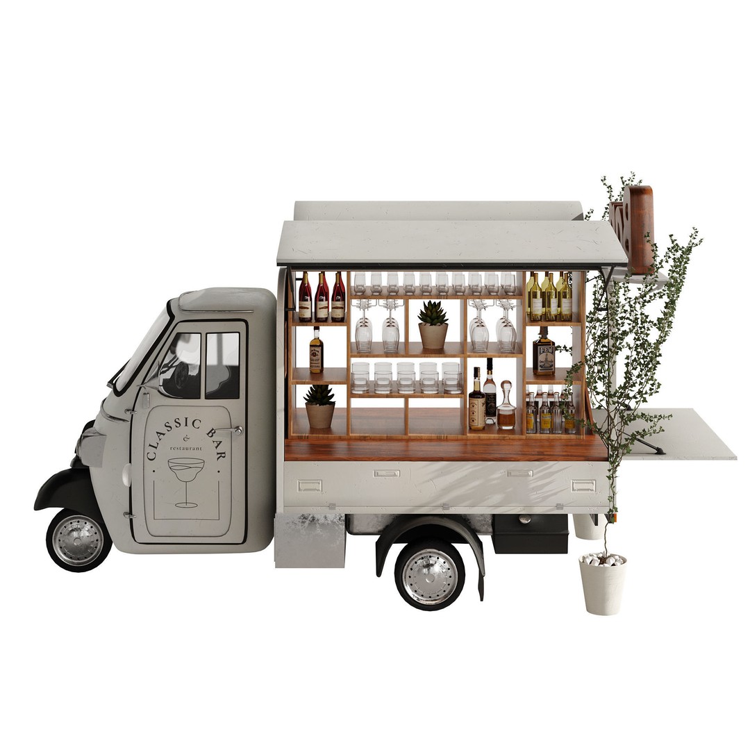 Food Truck Bar Set 2 3D Model – Realistic PBR Asset, FBX/OBJ - View 3