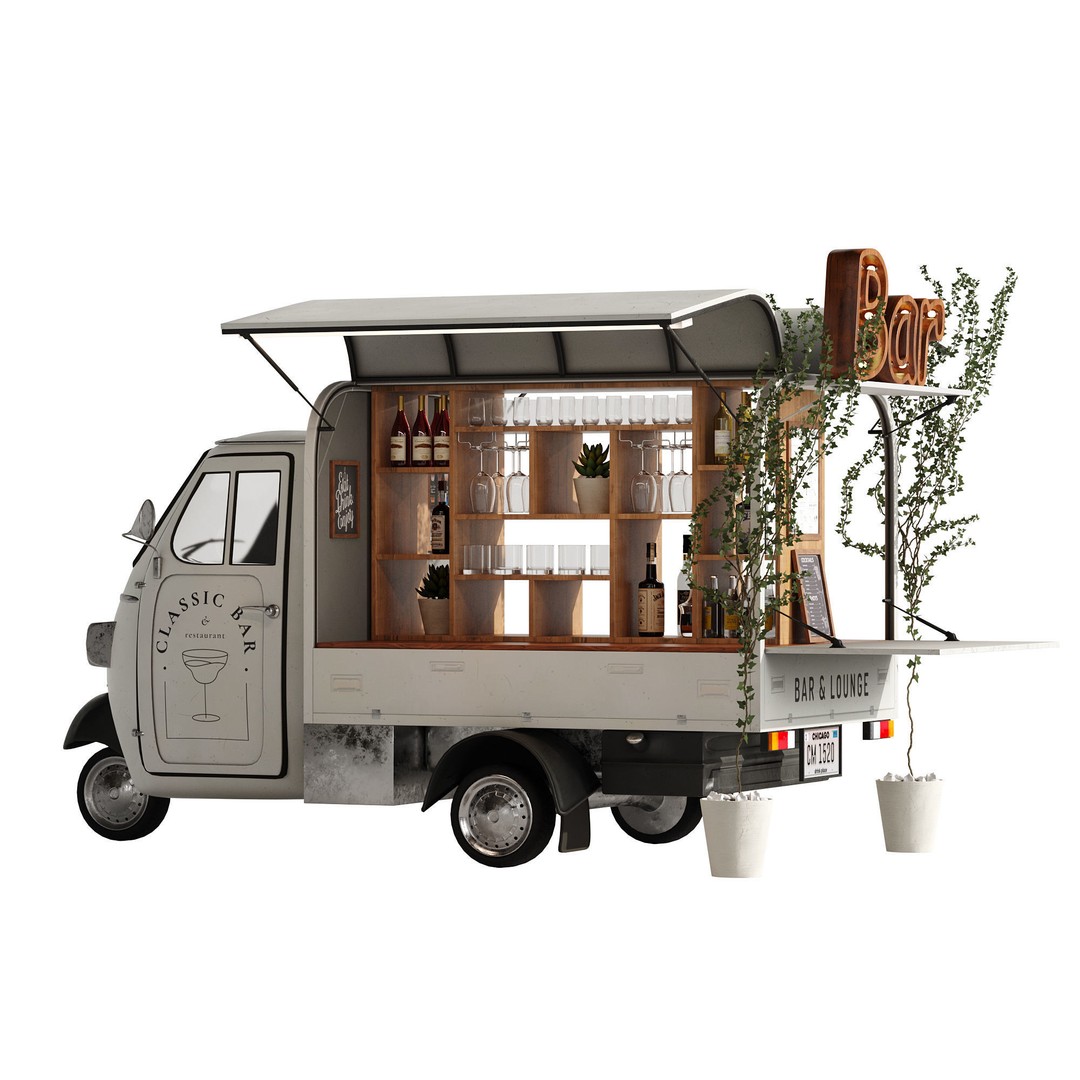 Food Truck Bar Set 2 3D Model – Realistic PBR Asset, FBX/OBJ - View 6