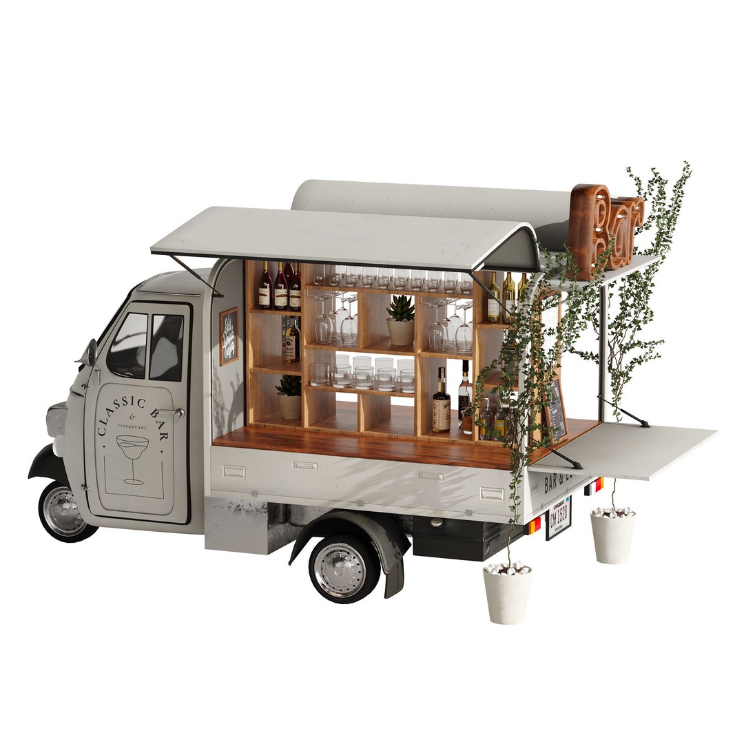 Food Truck Bar Set 2 3D Model – Realistic PBR Asset, FBX/OBJ - View 9