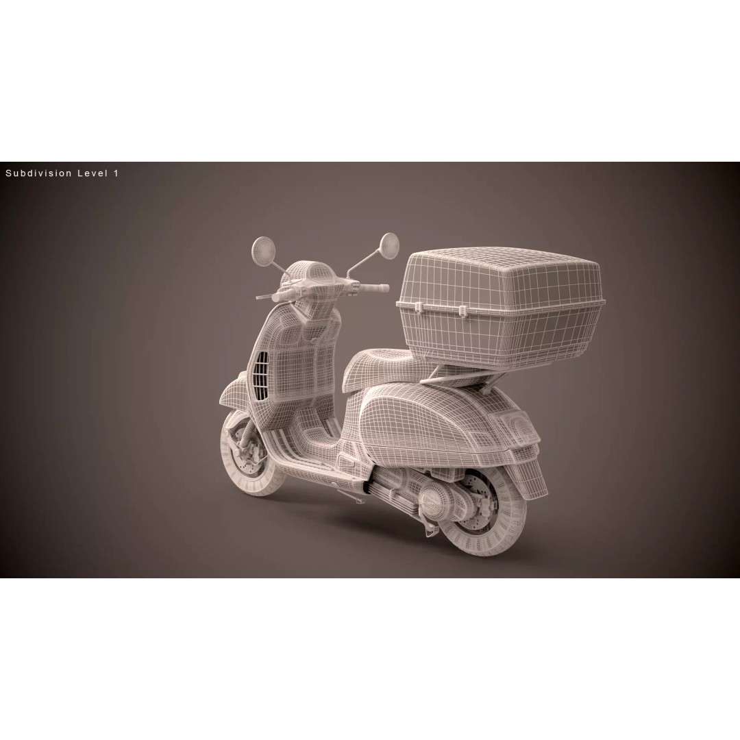 Pizza Delivery Scooter 3D Model – Realistic Urban Motorcycle Asset, FBX