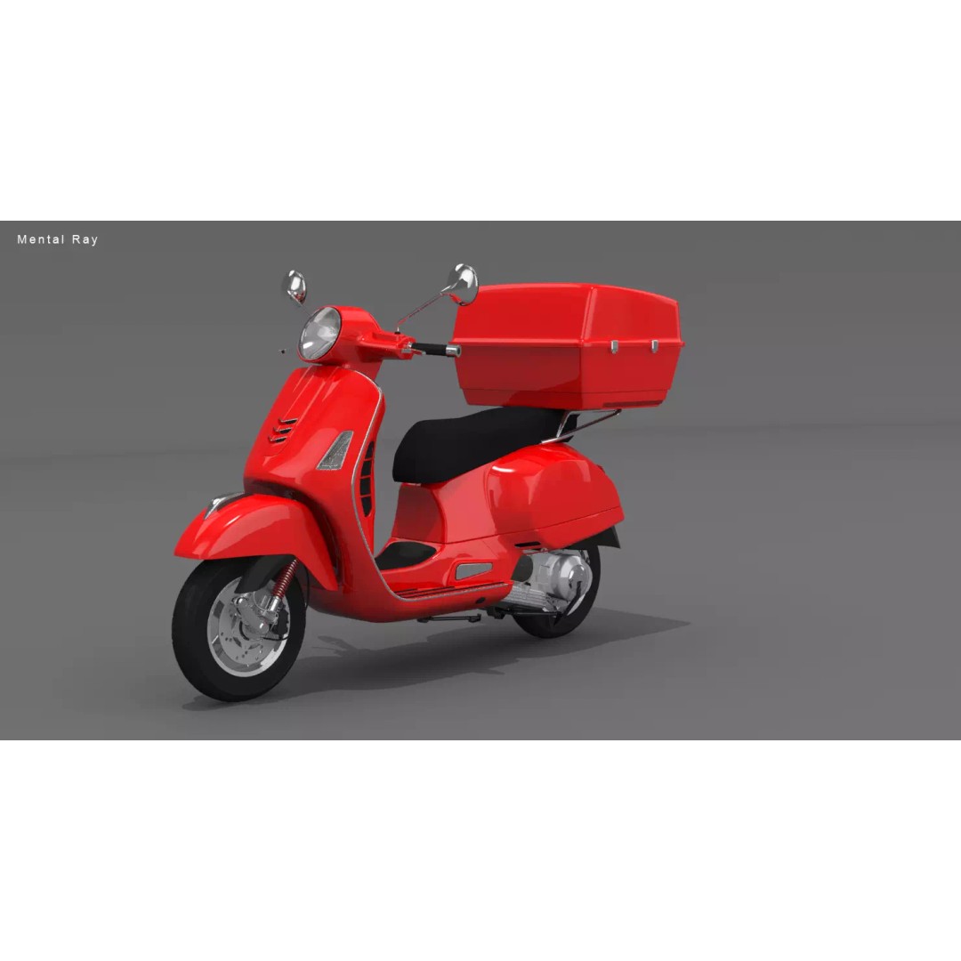 Pizza Delivery Scooter 3D Model – Realistic Urban Motorcycle Asset, FBX - View 10