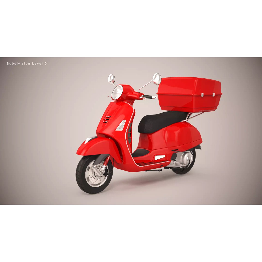 Pizza Delivery Scooter 3D Model – Realistic Urban Motorcycle Asset, FBX - View 11