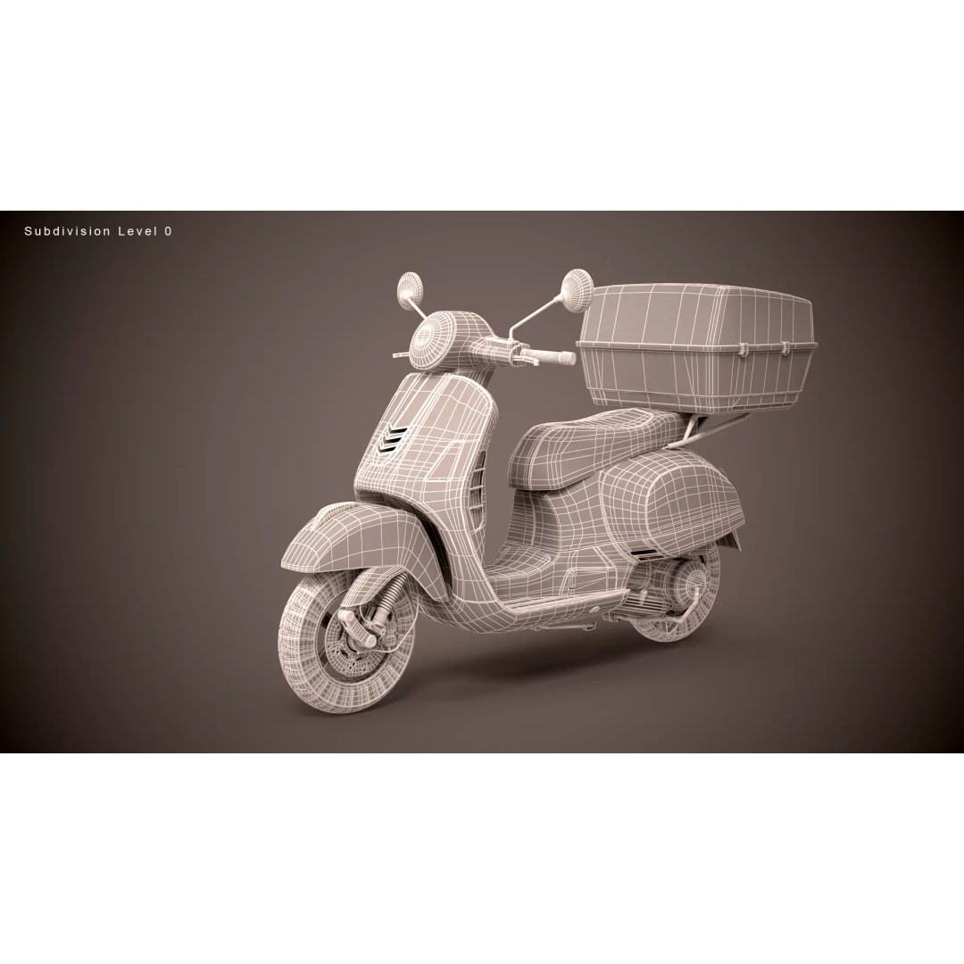 Pizza Delivery Scooter 3D Model – Realistic Urban Motorcycle Asset, FBX - View 12