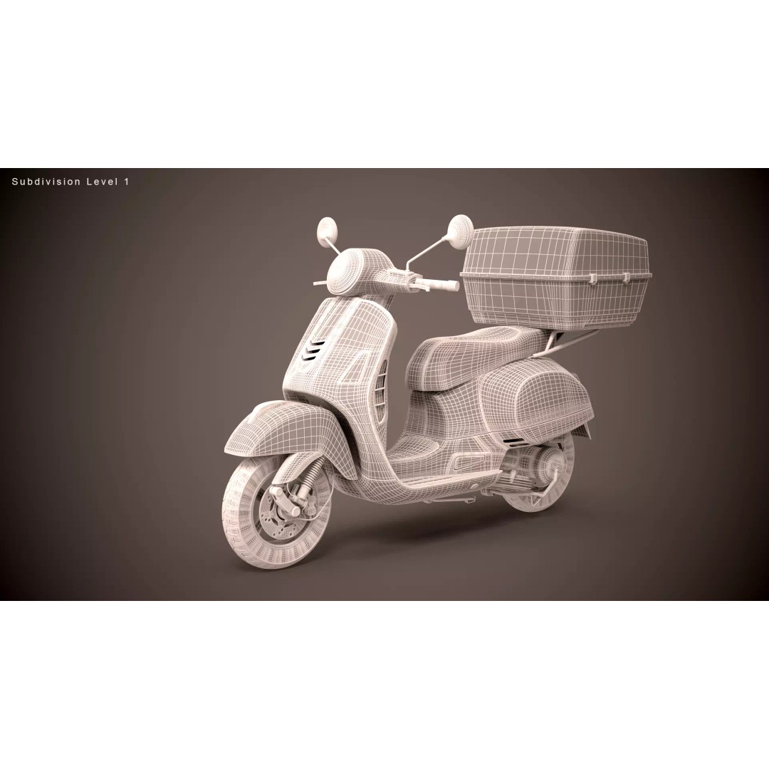 Pizza Delivery Scooter 3D Model – Realistic Urban Motorcycle Asset, FBX - View 13