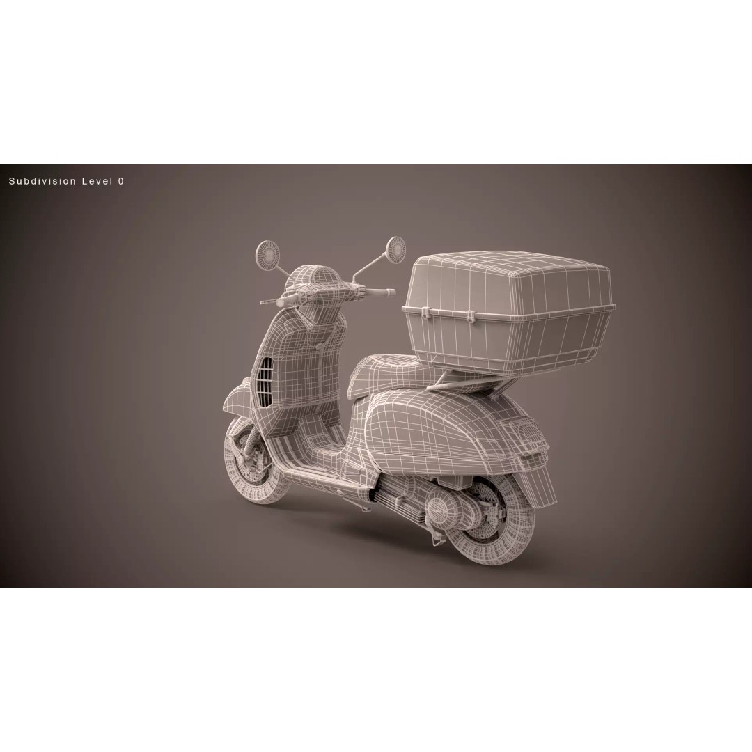 Pizza Delivery Scooter 3D Model – Realistic Urban Motorcycle Asset, FBX - View 14