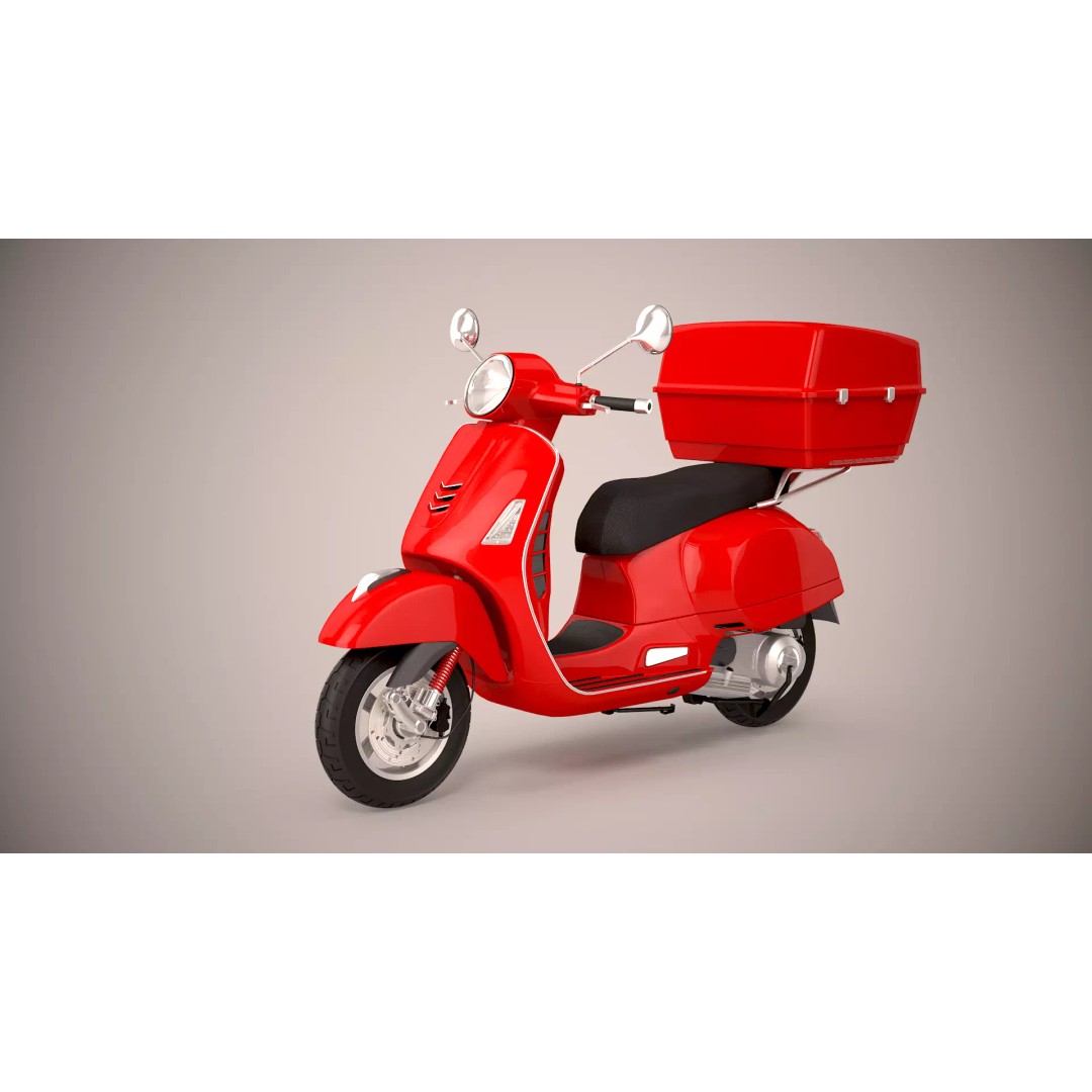Pizza Delivery Scooter 3D Model – Realistic Urban Motorcycle Asset, FBX - View 2