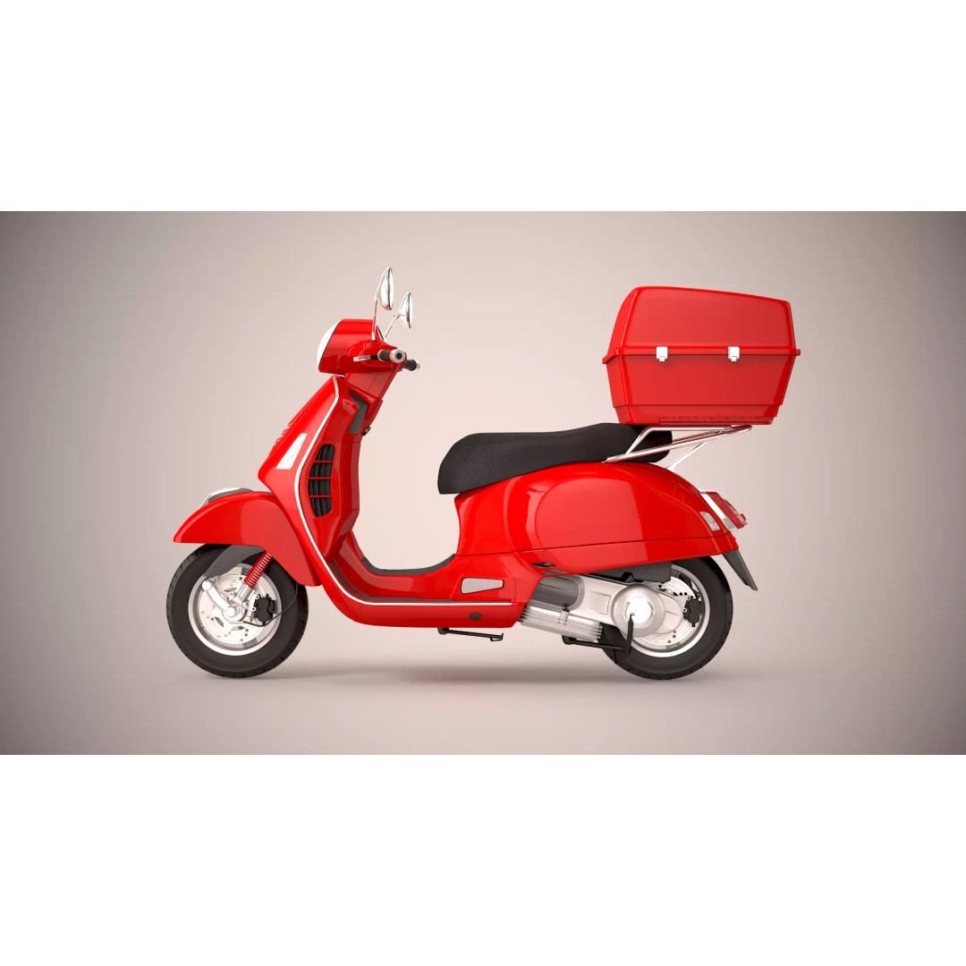 Pizza Delivery Scooter 3D Model – Realistic Urban Motorcycle Asset, FBX - View 3