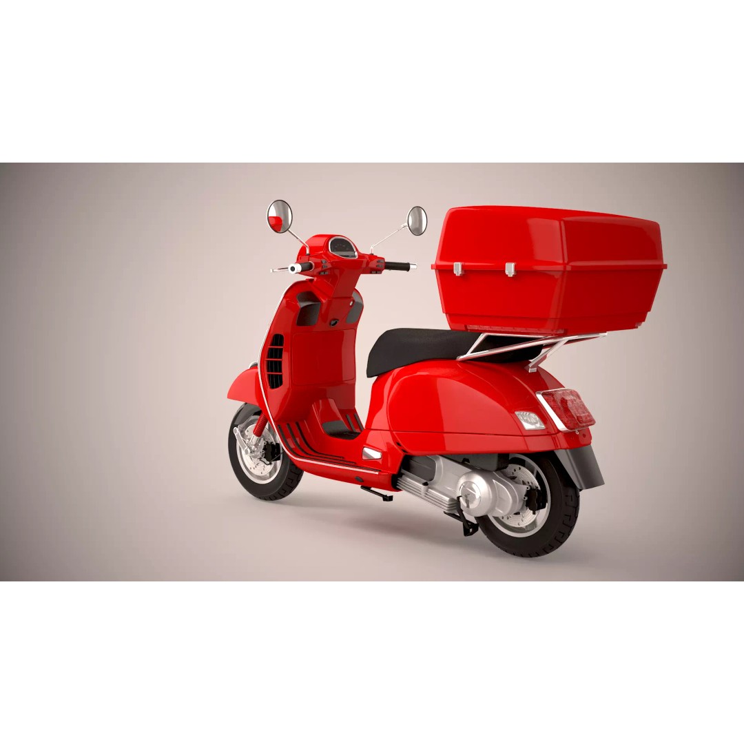 Pizza Delivery Scooter 3D Model – Realistic Urban Motorcycle Asset, FBX - View 4
