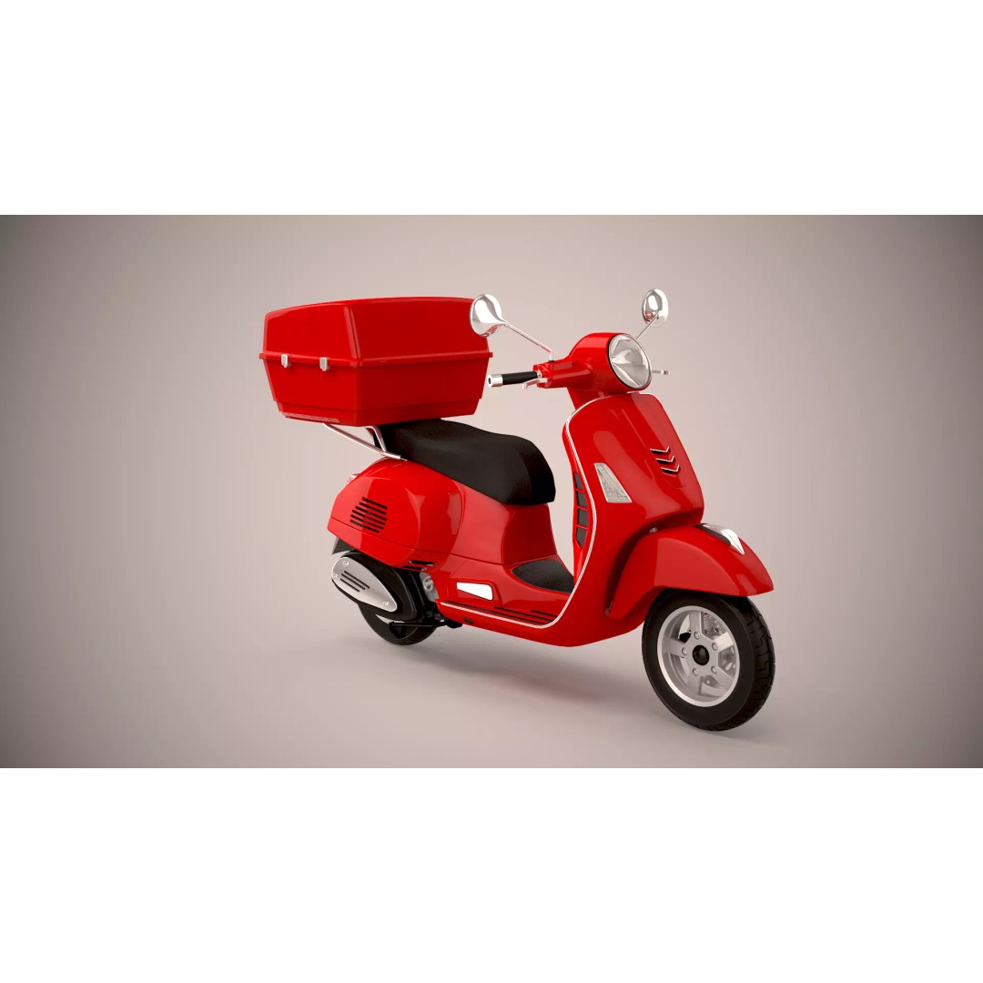 Pizza Delivery Scooter 3D Model – Realistic Urban Motorcycle Asset, FBX - View 5