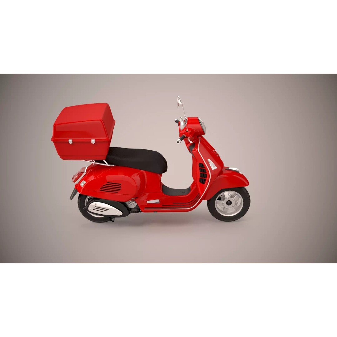 Pizza Delivery Scooter 3D Model – Realistic Urban Motorcycle Asset, FBX - View 6