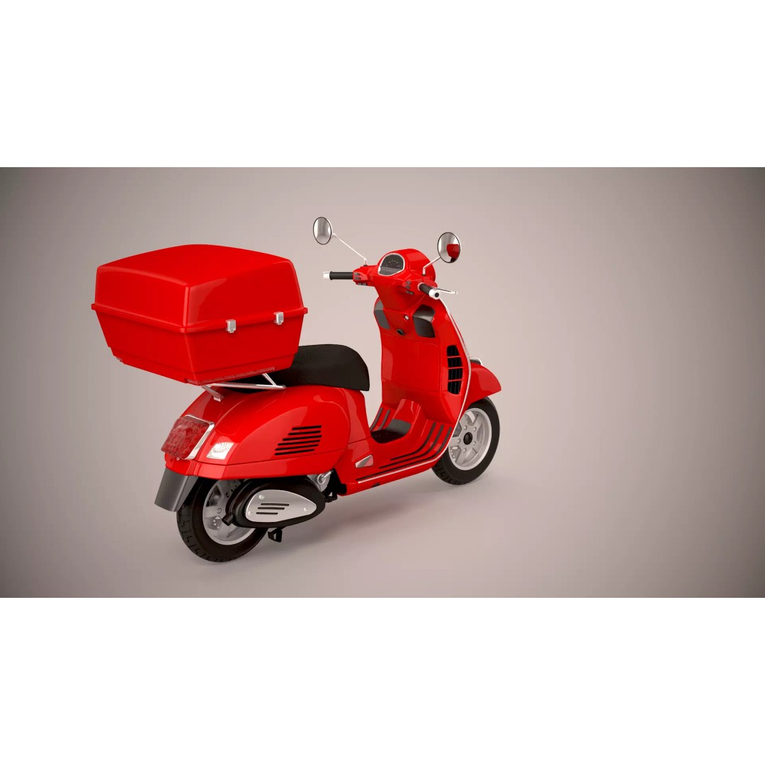 Pizza Delivery Scooter 3D Model – Realistic Urban Motorcycle Asset, FBX - View 7