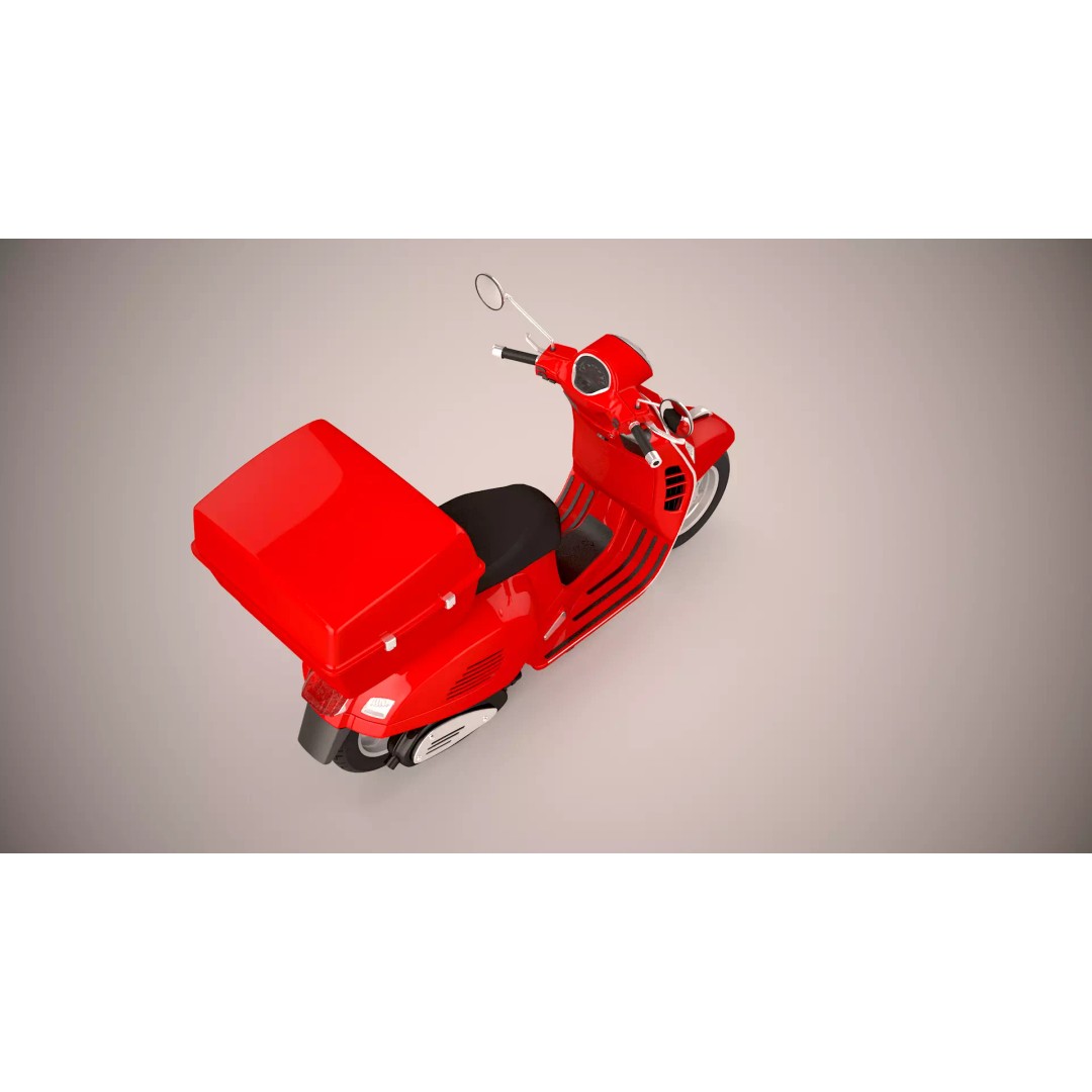 Pizza Delivery Scooter 3D Model – Realistic Urban Motorcycle Asset, FBX - View 8