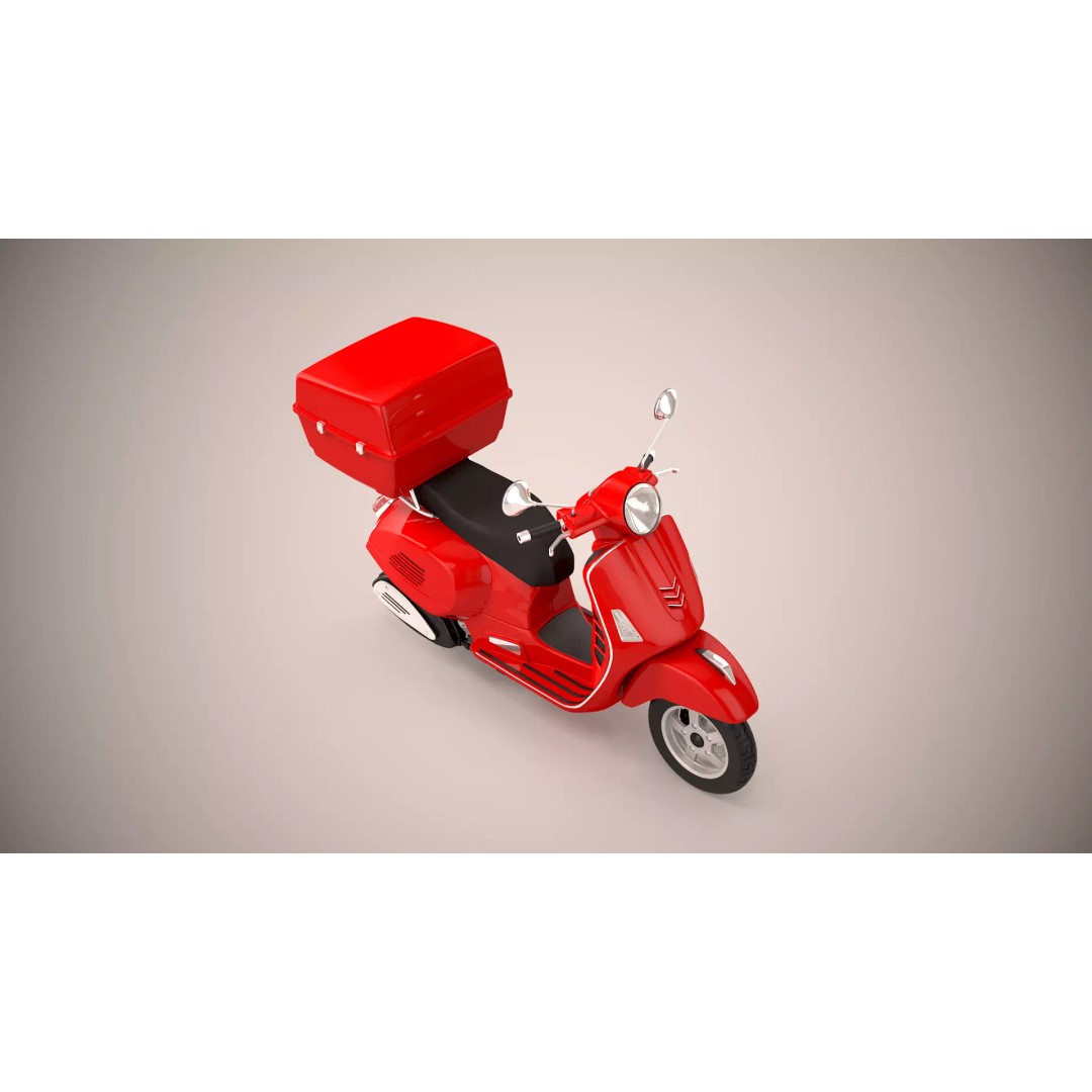 Pizza Delivery Scooter 3D Model – Realistic Urban Motorcycle Asset, FBX - View 9