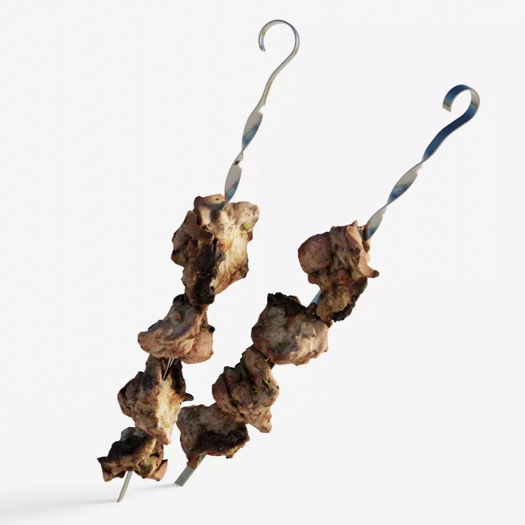Shashlik BBQ Meat 3D Model – Low Poly Photogrammetry Asset, FBX - View 2