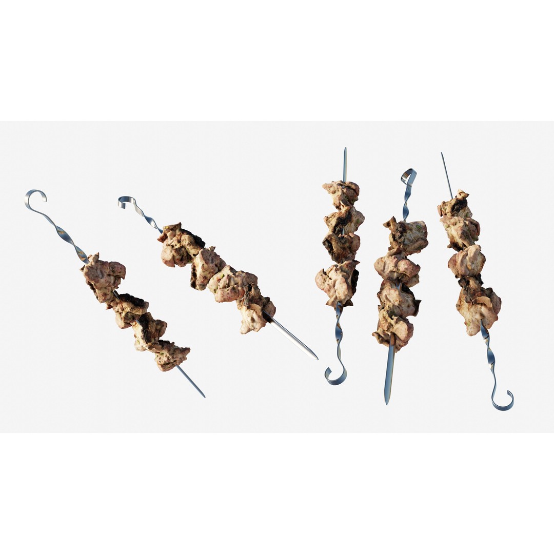 Shashlik BBQ Meat 3D Model – Low Poly Photogrammetry Asset, FBX - View 3