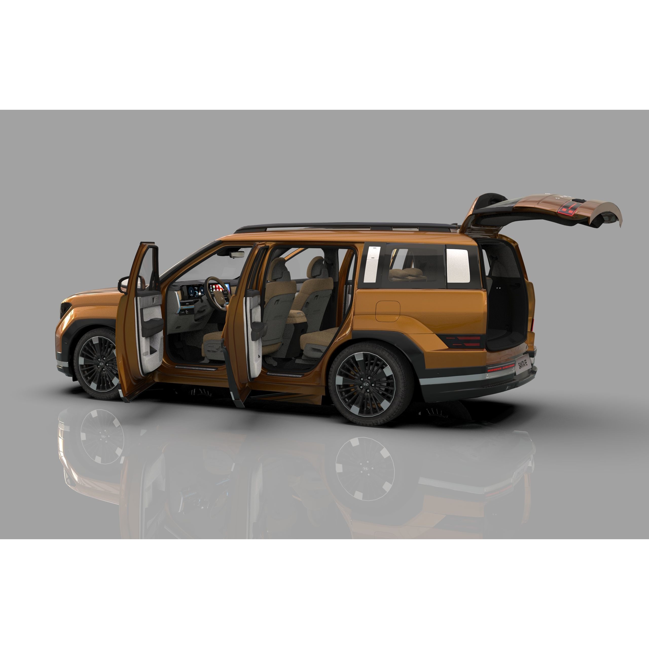 Hyundai Santa Fe 2024 - High-Poly Interior 3D Model - View 27